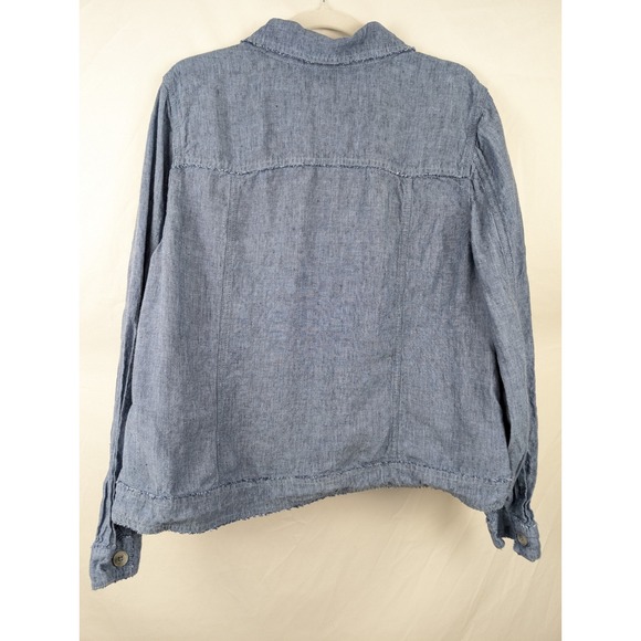 Charter Club 100% Linen Denim Style Jacket Blue XL Button Lagenlook Coastal - Picture 5 of 10